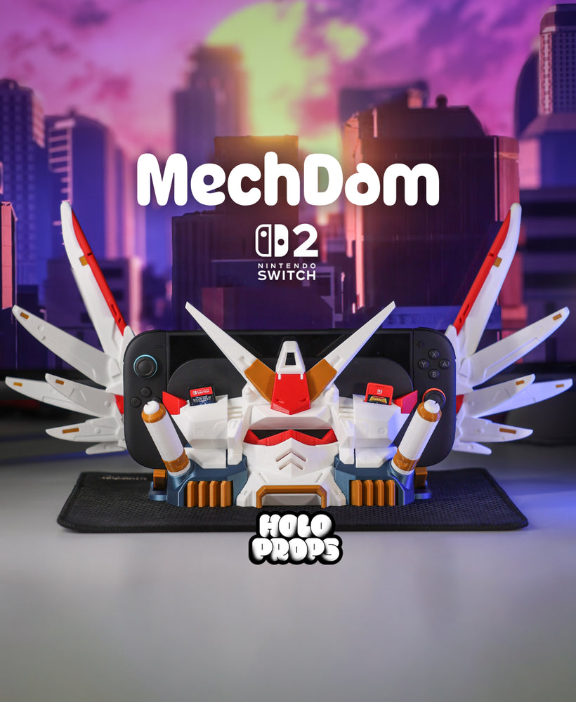 Soporte Kokoroto Mechdam para Nintendo Switch 1 y 2, ajustable y estable, en color negro para soporte y carga de la consola.