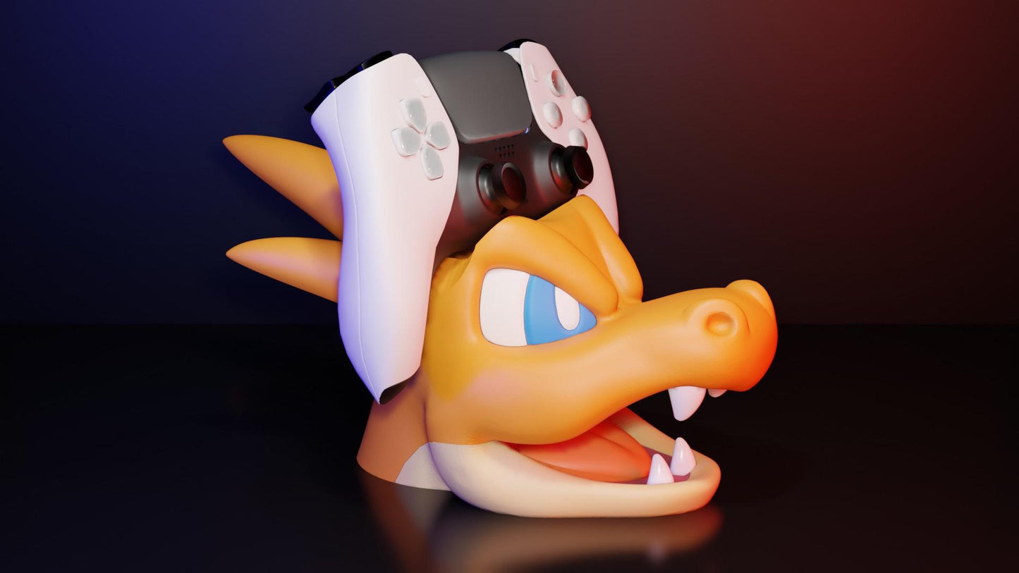 Soporte universal para mandos de Pokémon Mega Charizard de la marca Kokoroto, resistente y ideal para exhibir controladores.