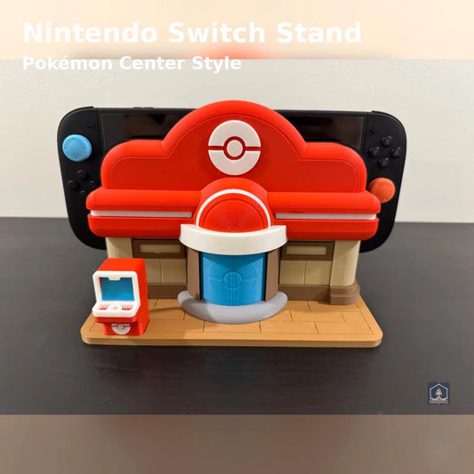 Soporte Pokemon Center Pokopia de Kokoroto para Nintendo Switch, render principal del diseño completo - Kokoroto