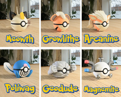 Colección de Pokebolas inspiradas en personajes de Pokémon, marca Kokoroto, en collage con diferentes diseños de Pokéball.