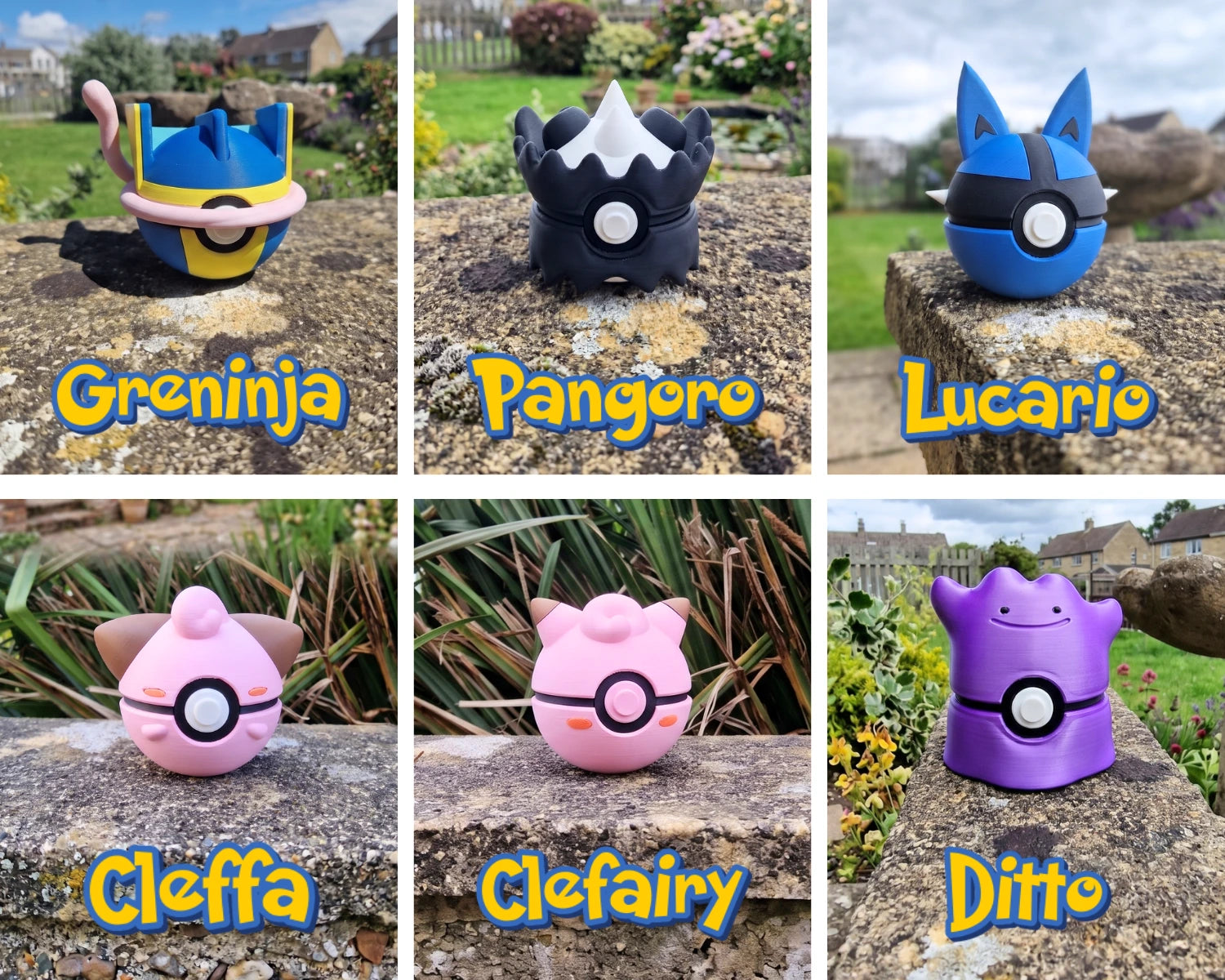 Conjunto de Pokébolas inspiradas en personajes de Pokémon, en diferentes colores y diseños, de la marca Kokoroto.