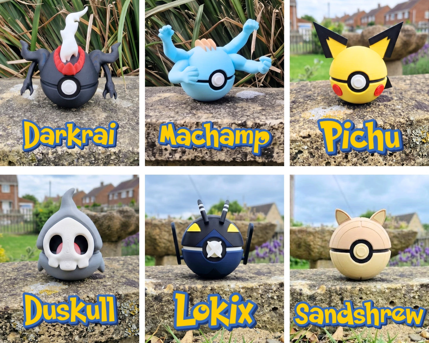 Conjunto de Pokebolas inspiradas en personajes de Pokémon de la marca Kokoroto, en una imagen collage.