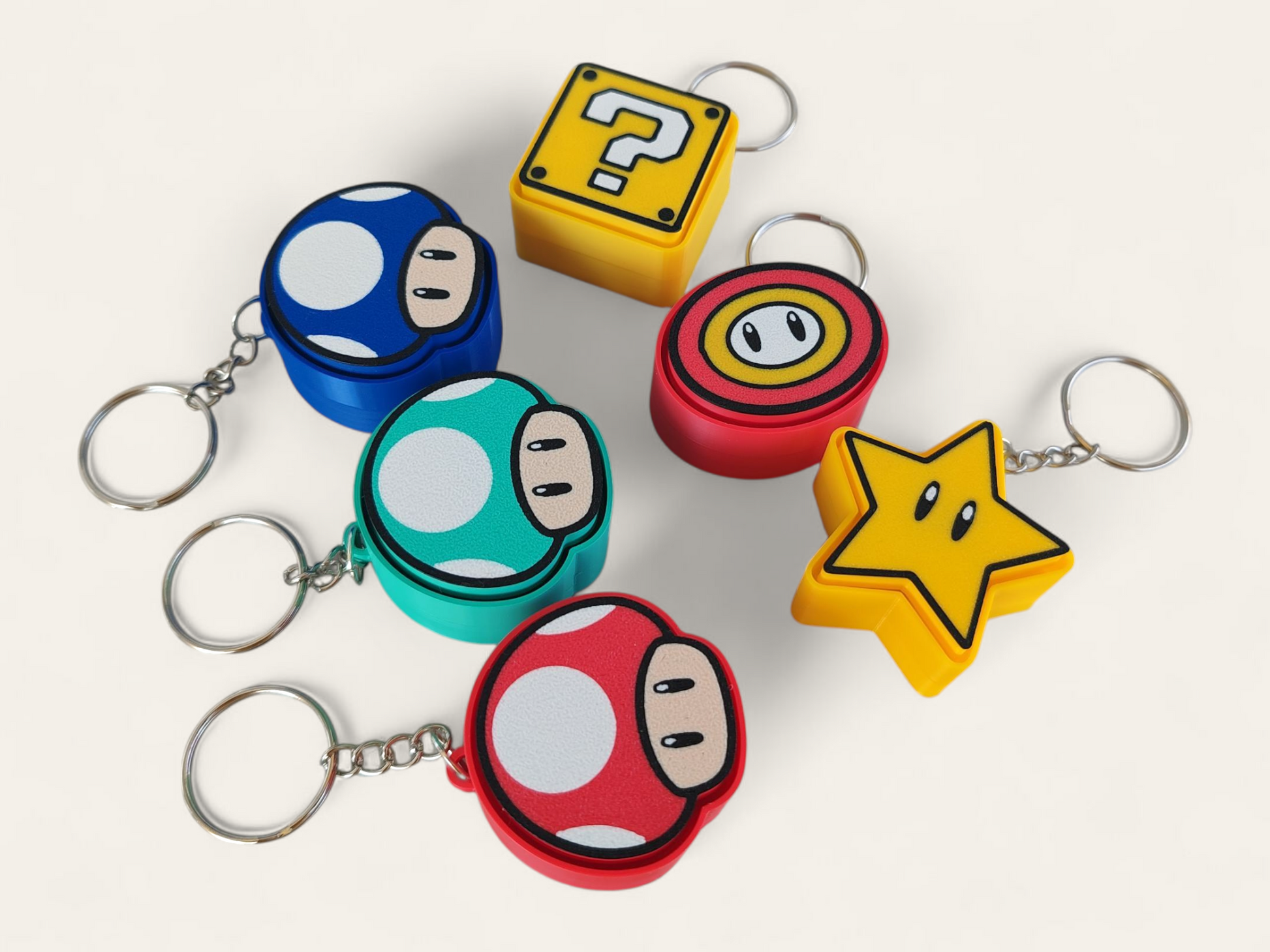 Clicker Power-Up de Mario Bros de Kokoroto, botón de clic para juegos, con diseño inspirado en personajes de Mario.