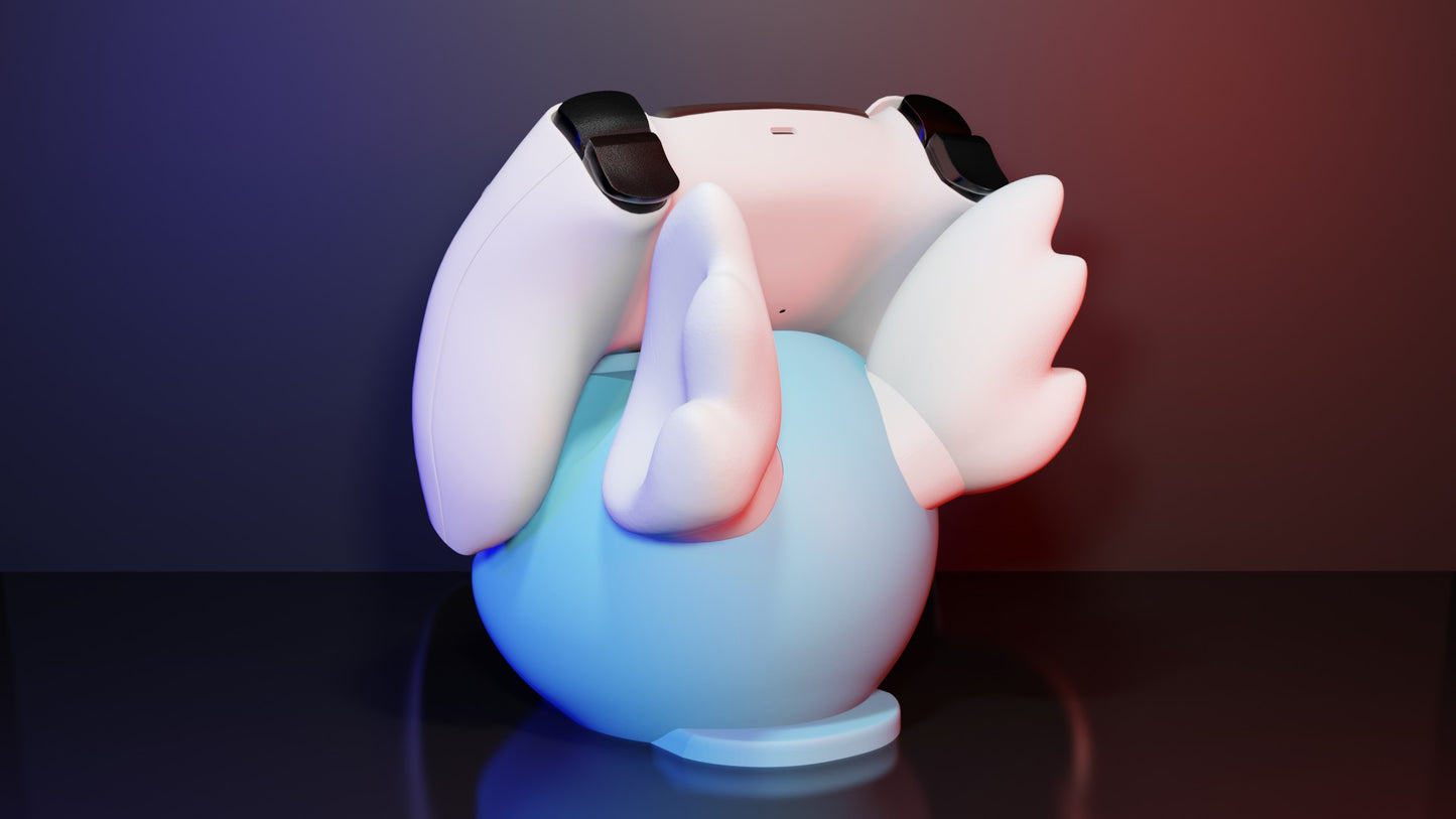 Soporte universal para mandos Kokoroto con diseño de Wartortle, de color azul y negro, ideal para organizar controles de videojuegos.