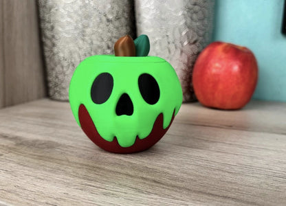Schneewittchens vergifteter Apfel Süßigkeitenschale geschlossen, Frontansicht mit dem Totenkopf-Design - Kokoroto