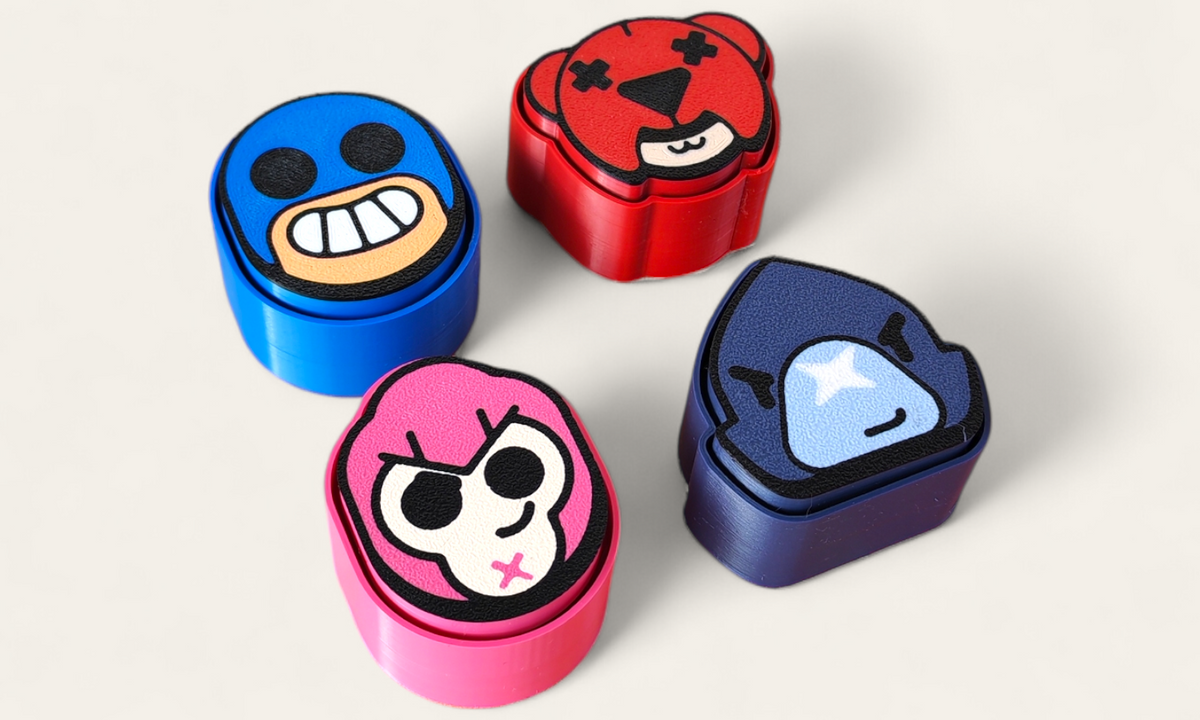 Clicker llavero antiestrés inspirado en Brawl Stars, en uso - Kokoroto