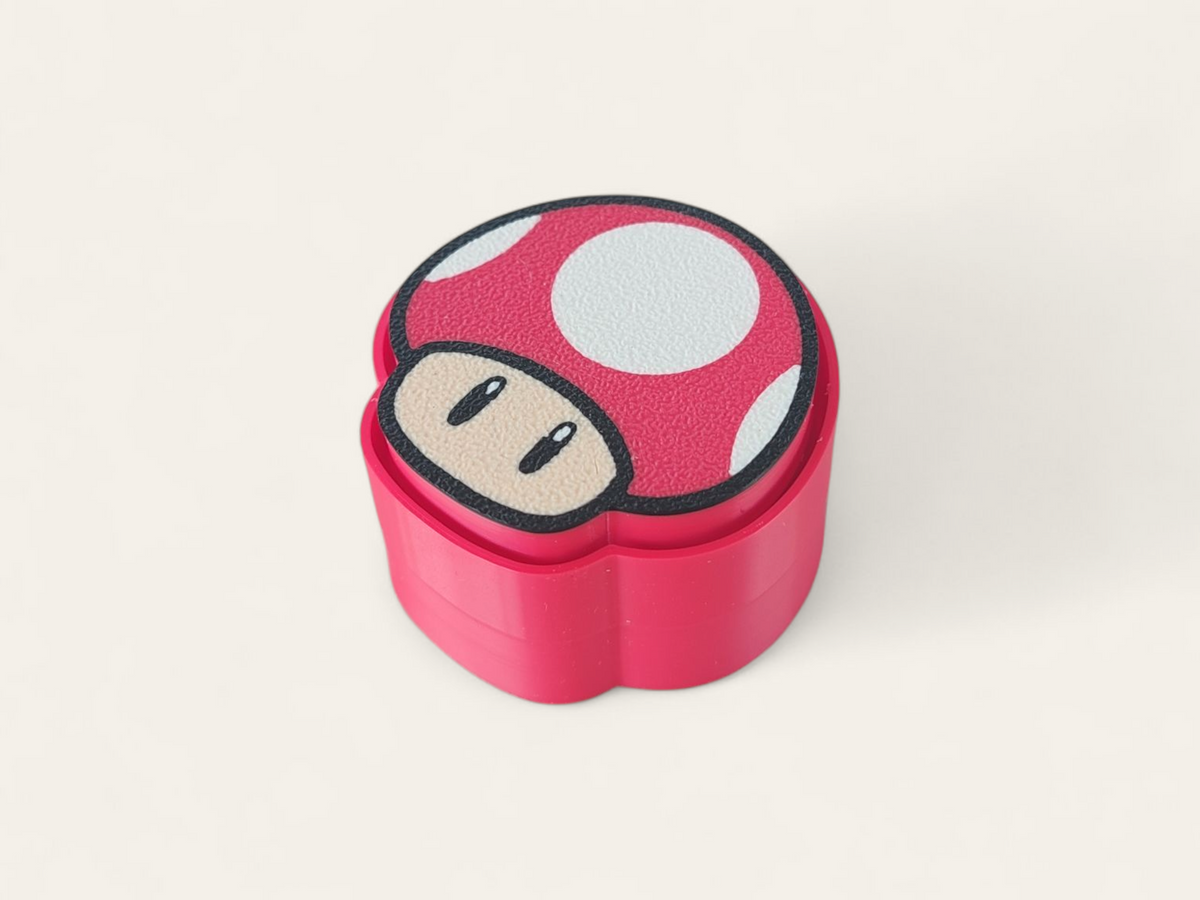 Clickers llavero Power-Up de Mario Bros de Kokoroto, vista principal con la seta roja y la flor de fuego - Kokoroto