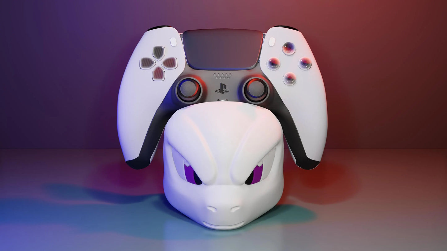 Soporte universal para mandos Kokoroto con diseño de Mewtwo de Pokémon, ideal para mantener controllers organizados y seguros.