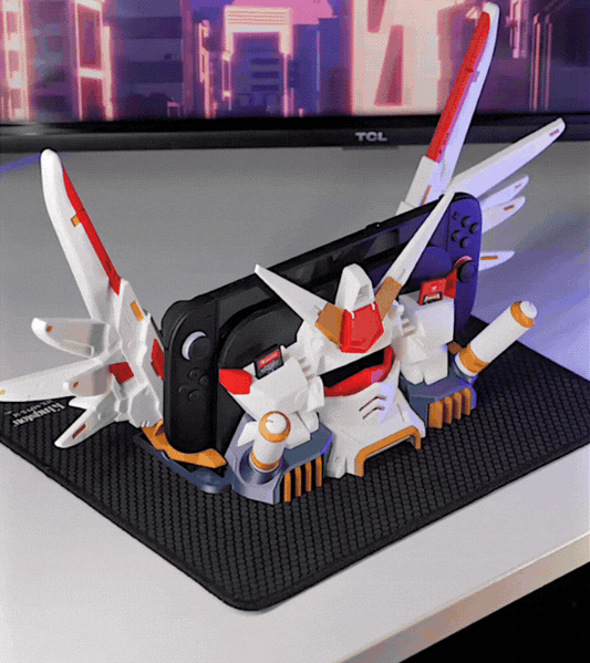 Soporte Kokoroto Mechdam para Nintendo Switch 1 y 2, soporte ergonómico y ajustable para consola y controladores.