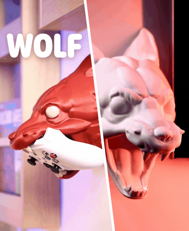 Soporte Cabeza de Lobo para mandos de PS5, XBOX y Switch - Kokoroto