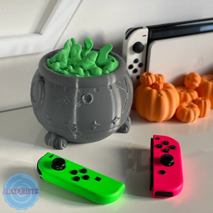 Witch's cauldron for Joy-Con in gray, empty, showing the green interior - Kokoroto