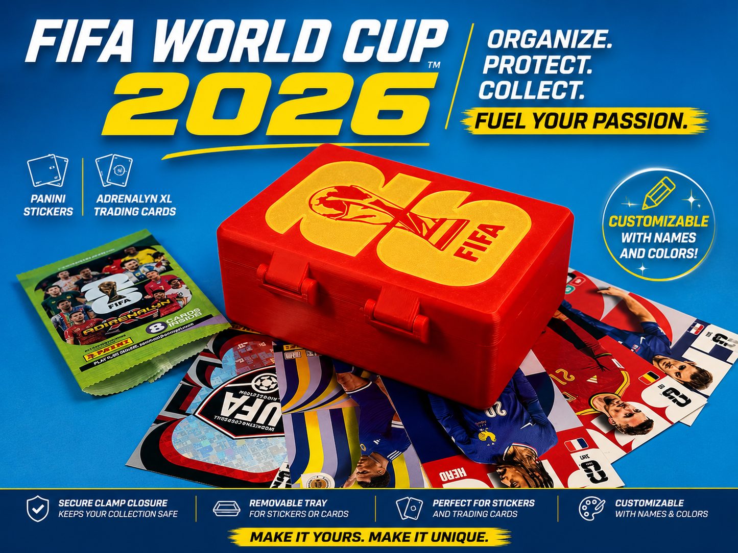 Caja personalizable para stickers y cartas FIFA 2026