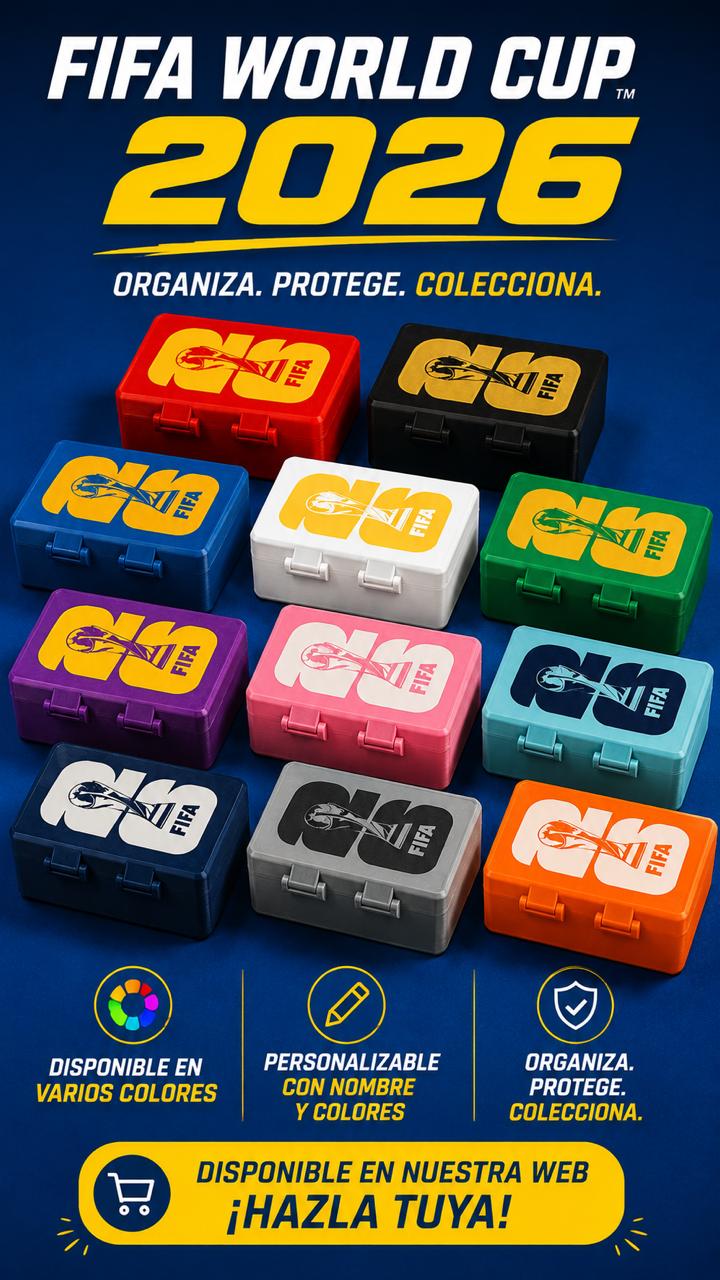 Caja personalizable para stickers y cartas FIFA 2026