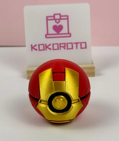 Ironball Pokéball inspiriert von Iron Man, 3D-gedruckt, Frontalansicht des Designs - Kokoroto
