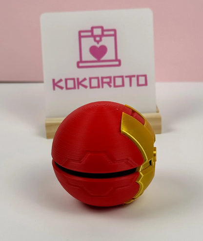 Ironball Pokéball inspiriert von Iron Man, 3D-gedruckt, dekorativ auf einem Schreibtisch - Kokoroto