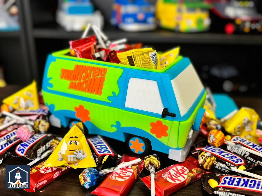 Recipiente para caramelos con forma de la Mystery Machine de Scooby-Doo lleno de golosinas y caramelos - Kokoroto