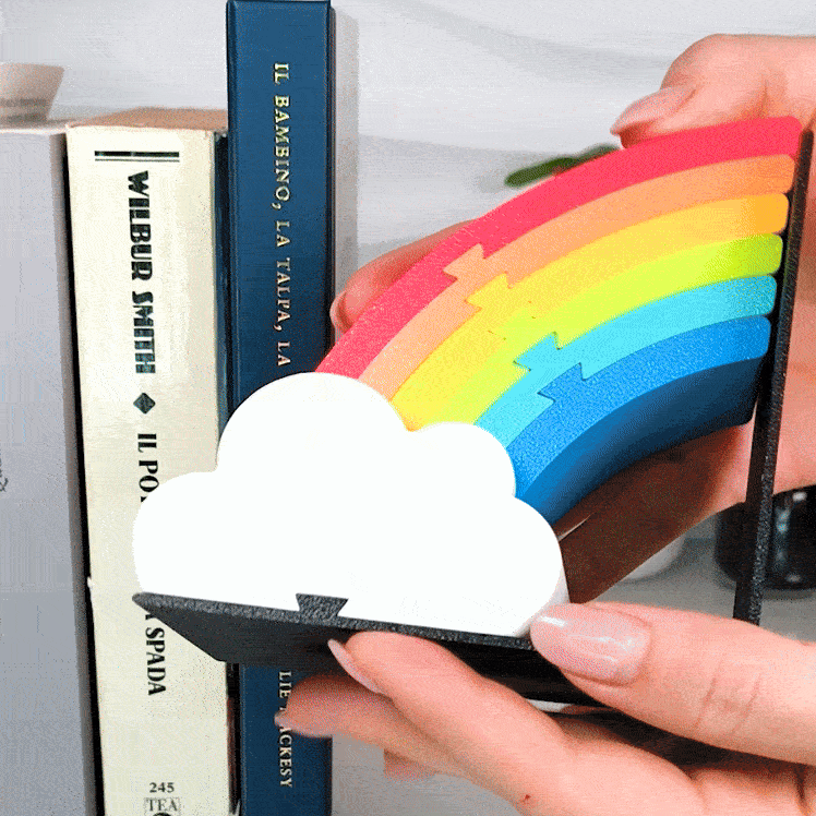 Animación de los sujetalibros arcoiris personalizables mostrando cómo sujetan los libros - Kokoroto